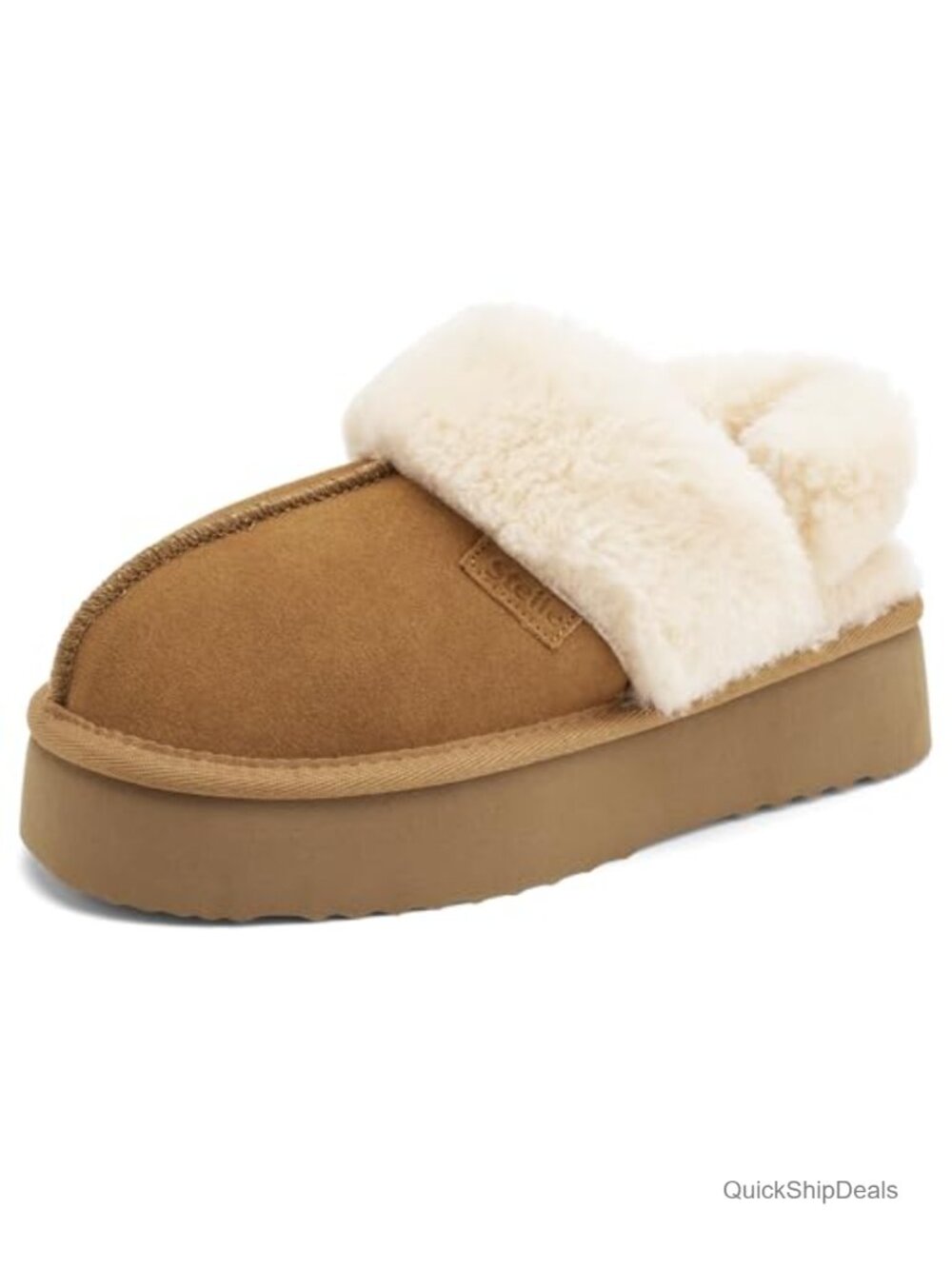 Genuine Suede Platform Slippers Removable Backstrap Memory Foam Indoor Outdoor
